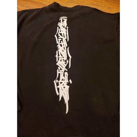 YoungLa SAMPLE Shirt Mens Size LG Long‎ Sleeves Black Wash Distressing Heavy - Picture 9 of 10